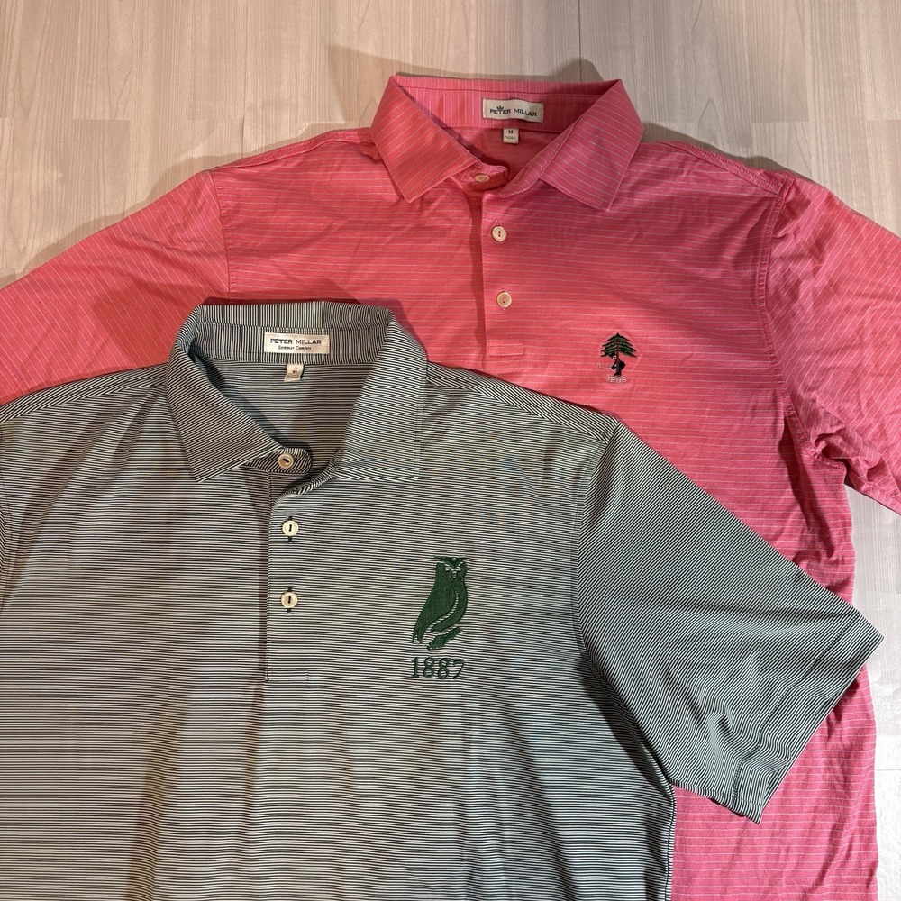 Peter Millar Polo Golf Shirt Men's Size M Lot Of 2 Striped (1x Summer Comfort)